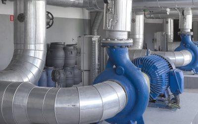 High power pumps inside a heating plant.